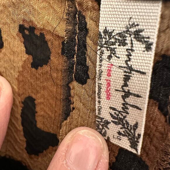 Free People Intimately Leopard Print Top Sleep Oversized Flowy Size L Boho - Picture 5 of 10